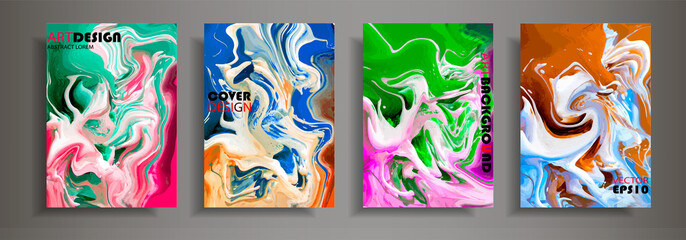 Wall Mural - Modern design A4.Abstract marble texture of colored bright liquid paints.Splash acrylic paints.Used design cover,presentations,print,flyer,business cards,invitations, brochures,sites, packaging.