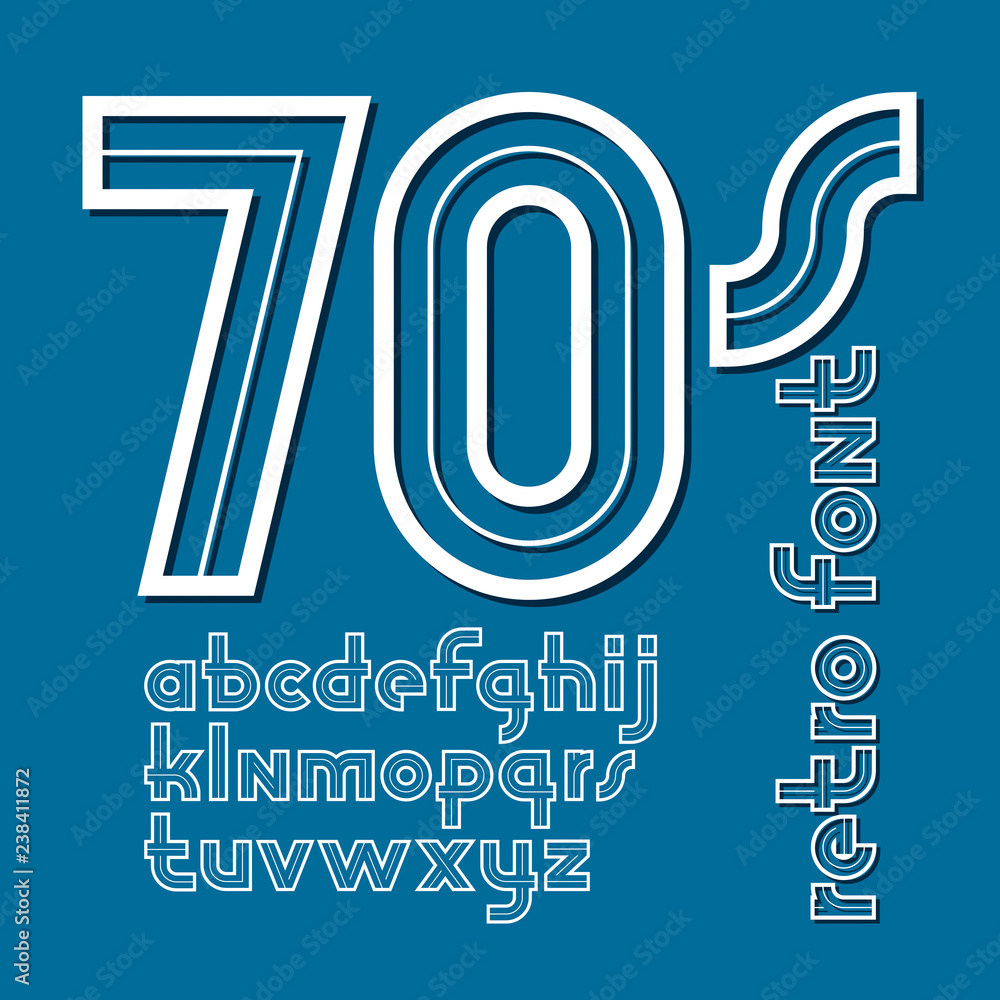 Set of vector retro old lower case English alphabet letters, can be used for logo creation.