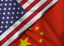Two Flags. 3D. United States And People's Republic Of China