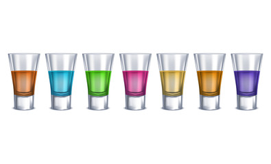 Poster - Realistic Detailed 3d Shot Glasses Order Set. Vector