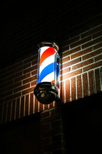 Old-fashioned Barber Pole In The Night
