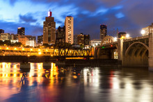Cityscape Of St. Paul, Minnesota At Night