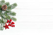 Christmas tree branches red decoration Winter background