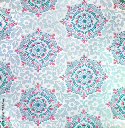 Foto-Schmutzfangmatte - Blaue vintage Tapete mit Blumenmuster Hintergrund (von T.Sander Photos)