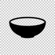 Empty bowl icon. Sign of kitchen. Black symbol on transparent ba