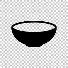 Empty Bowl Icon. Sign Of Kitchen. Black Symbol On Transparent Ba