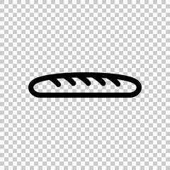 Outline bread icon. Bakery symbol. Black symbol on transparent b