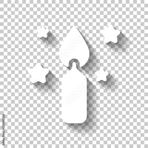 Magic Candle With Stars Simple Icon Of Birthday White Icon With