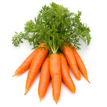 Carrot Vegetable With Leaves Isolated On White Background Cutout
