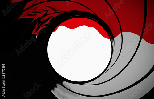 Fotomural gun barrel target background with blood running down the screen