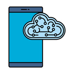 Canvas Print - cloud computing server with circuit and smartphone