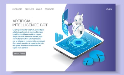 Wall Mural - artificial intelligence landing page website vector template