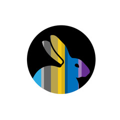 Wall Mural - Stylized colorful rabbit in Circle for Mascot Logo Template