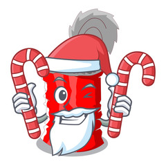 Sticker - Santa with candy tincan ribbed metal character a canned