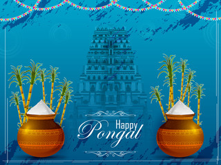 Sticker - Happy Pongal religious holiday background for harvesting festival of India