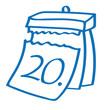 Handgezeichneter Kalender - Tag 20 in dunkelblau