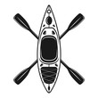 Kayak and two crossed paddles vector illustration