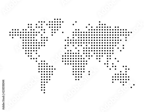 Fotografia World map drawn with dots, can be used in infographics, simple monochrome black