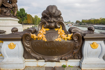 Wall Mural - PARIS, FRANCE, SEPTEMBER 5, 2018 - View of Alexander III Bridge over the River Seine, which connects the Grand Palais and the Petit Palais to the Hotel des Invalides in Paris, France