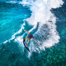 Aerial Top Down View Of The Surfer