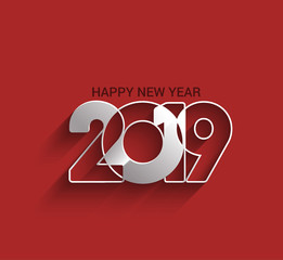 Happy New Year 2019 Text Design Patter, Vector illustration.