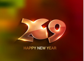 Happy New Year 2019 Text Design Patter, Vector illustration.