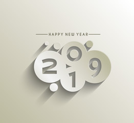 Happy New Year 2019 Text Peel off Paper Design  Patter, Vector illustration.