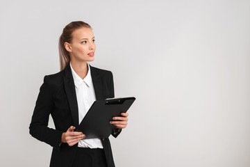 Poster - Confident blonde business woman wearing suit