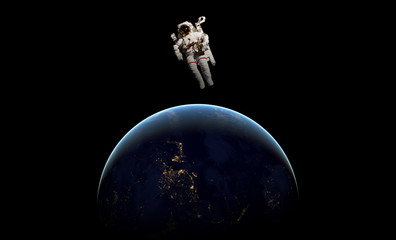 Wall Mural - abstract wallpaper or astronaut flying in outer space near the earth . elements of this image furnis