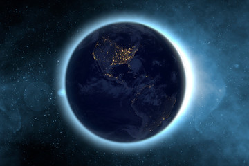 Wall Mural - planet earth with glow circuit in outer galaxy space. elements of this image furnished by nasa f