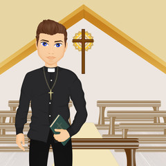 illustration of priest in the church