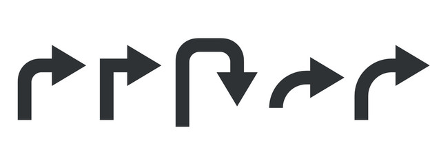 black arrows. turn right signs