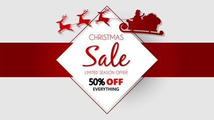 Wall Mural - Christmas sale, discount banner, Winter off-sale vector illustration.