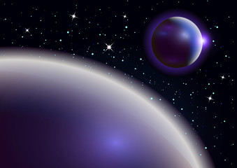 Wall Mural - fantastic background of outer space with planets, sky and stars. vector illustration.
