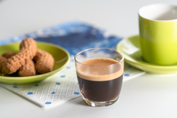 Espresso in a glass and cookies