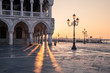 Doge's palace at sunrise in Venice Italy