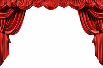 Wall Mural - red velvet curtains isolated on white background. 3d illustration