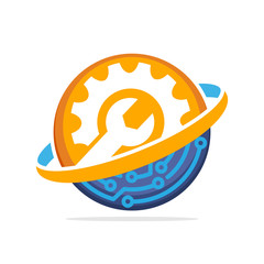 vector illustration icon with the concept of advanced technology management for system updates, system settings and system repair