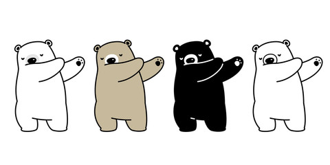 Bear vector polar bear dab dancing cartoon character illustration