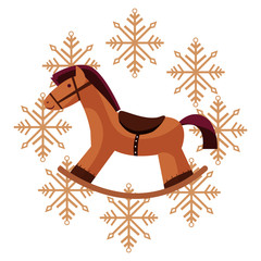 Poster - christmas rocking horse snowflakes decoration