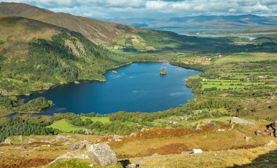 Wall Mural - Glanmore Lake, along the Ring of Beara, relatively unexplored and less known to tourists than the Ring of Kerry. Lush natural beauty, wild landscapes, unspoilt seascapes and wildlife.