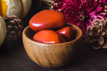 Wall Mural - Teak Bowl of Red Jasper in Autumn