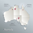 Australia map blue white separate individual states card paper 3D vector