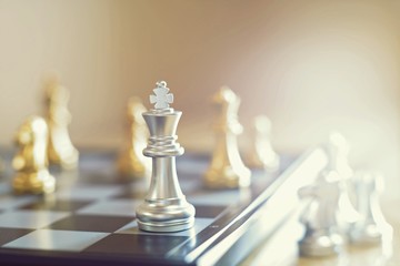 Chess board game, business competitive concept