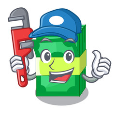 Sticker - Plumber set money in packing bundles cartoon