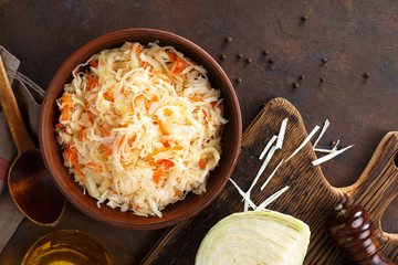 Wall Mural - Sauerkraut. Chopped cabbage pickled in brine