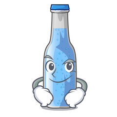 Wall Mural - Smirking soda water bottle near cartoon table