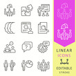 © lovemask - Management consulting line icons set. Black vector illustration. Editable stroke.