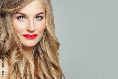 Beautiful Woman Face Closeup Portrait Cute Female Model With