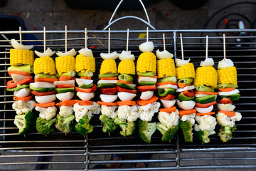 Wall Mural - Grilled vegetable on sticks, thailand street food